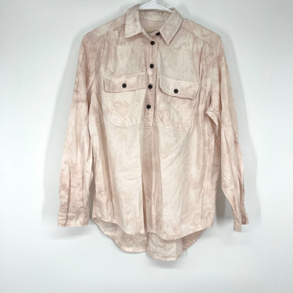 Universal Thread Shirt Pink Tie Dye Popover Button Down Long Sleeve - Picture 2 of 11